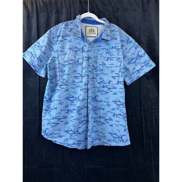TallWoods Shirts Tall Woods Mens Casual Element Wear Outdoors Blue Fishing Buttoned Shirt Sz